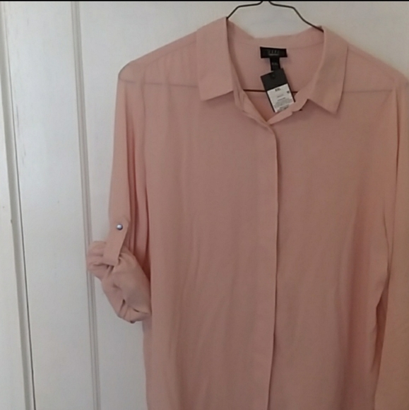 *SOLD* NWT MOSSIMO Pink Long-Sleeve Button-Up Top - Picture 3 of 4